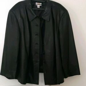 Talbots Black Leather Jacket size 24 W